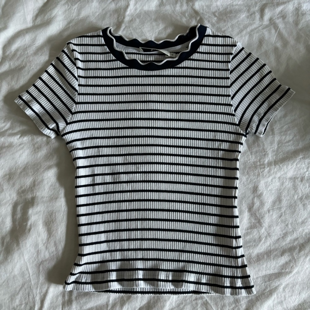 b+ab white & navy striped top